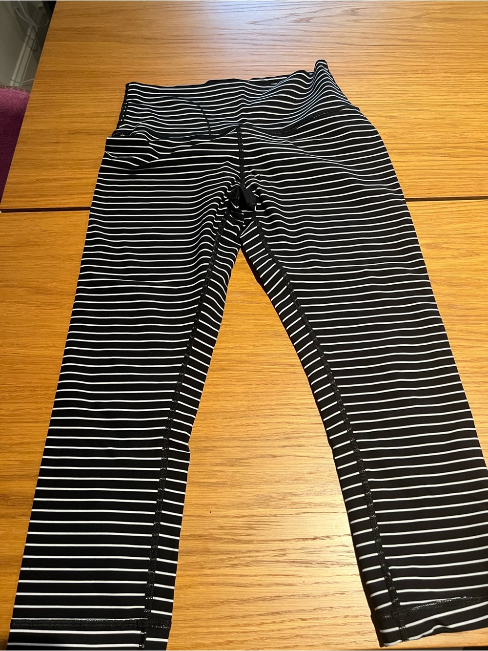 lululemon athletica Black & White Striped Leggings Cropped